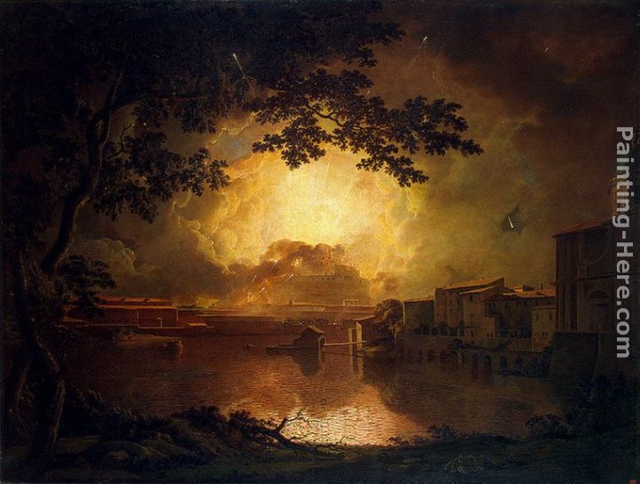Firework Display at the Castel Sant' Angelo in Rome painting - Joseph Wright of Derby Firework Display at the Castel Sant' Angelo in Rome art painting
